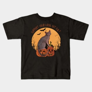 Support your local cat cut - Lykoi werewolf cat Kids T-Shirt